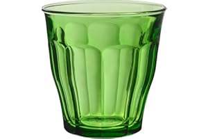 Duralex Set 6 Vasos Vidrio Templado 25cl Apilables, Pack Vasos Cocina Resistentes para Agua Zumo Refresco, Uso Diario, Colores Surtidos Colección Picardie