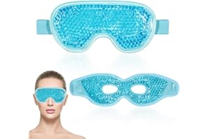 Scettar 2 Piezas Antifaz Gel Frío Ojos Máscara Gel, Reutilizable Dormir Mascarilla para los Ojos,Fría o Caliente, para Alivio de Ojos Hinchados y Migrañas y Fatiga ocular