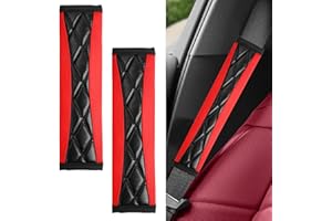 VBGURR 2PCS Car Seat Belt Cover Pad,Soft Leather Seatbelt Covers for Car,Seatbelt Shoulder Strap Protector,Vehicle Shoulder Pad Cushions,Universal Auto Safe Belt Harness Cushion Pad for Kids (Red)