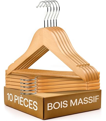 Lot De 5 Cintres En Bois Pour Enfants - Design Ours Cartoon, Antidérapant, 22,8 X 12,1 Cm