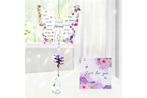 Belillpipi Friendship Gifts for Women, Butterfly Crystal Suncatcher Hanging Ornament, Best Friend Birthday Gifts, Christmas, Wedding, Anniversary, Graduation Presents for Friend