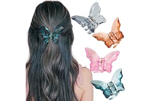 YPKIA Fermaglio per capelli a forma di farfalla, trasparente, da donna, con glitter, piccole e sottili, per donne e ragazze (4 pezzi)