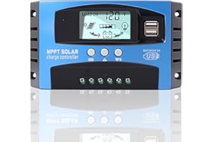 YOVING 100A MPPT Solar Controlador de Carga,12V 24V Panel Solar Batería Regulador Inteligente con Pantalla LCD Dual USB,Múltiples Modos de Control de Carga Pantalla LCD Ajustable