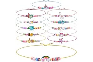 Magicat Bransoletka premium dla dziewcząt, zestaw 12 bransoletek, jednorożec, sowa, kwiaty, ręcznie wykonana bransoletka przyjaźni dla dzieci na urodziny, idealna jako upominek lub upominek,