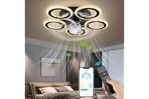 FIMEI 20.9'' Ceiling Fan with Lights, 6 Speeds Fan & Stepless Dimming Light, Remote Control & APP, Modern Fan Lighting for Living Room, Dining Room, Bedroom, Office (JMY9003)