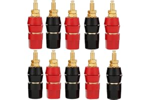 RUNCCI-YUN 10 pcs Presa a banana,Speaker Terminale Binding Post,4 mm Connettore Audio,banana connettori femmina da pannelo per Altoparlanti, Audio/Video Ricevitore (Nero & Rosso)