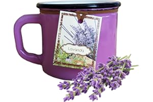 Candele D'Aurora Marta Candela Profumata in Vaso di Vetro Colorato con Manico, Cera vegetale, Viola, 7 x 7 x 6,7 cm