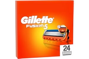 Gillette Fusion5 Ostrza wymienne do maszynki do golenia dla mężczyzn, 24 ostrza wymienne, z paskiem Lubrastrip zapewniającym dokładne golenie