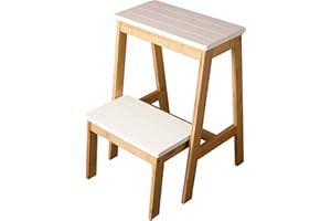 AAMEN Natural Wooden Folding 2 Step Stool, Two-step Ladder, Toddler Step Stool, Kids Wooden Kitchen Accessories, 2 Step Ladder Folding Step Stool, Folding Square Step Stool, (40Dx40Wx55H)