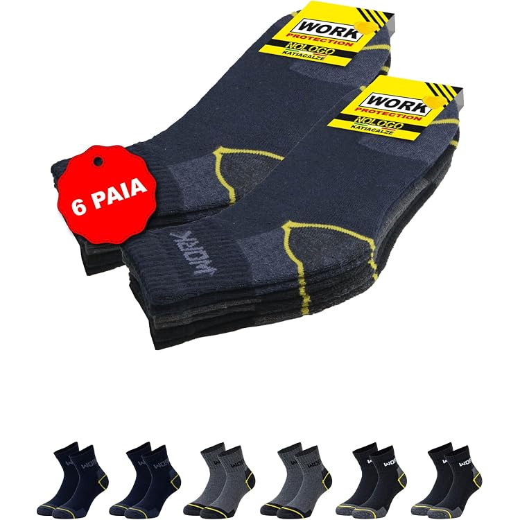 NonSoloCalze CALZE LUNGHE UOMO DA LAVORO 6 PAIA AL GINOCCHIO 40-46 WORK RINFORZATE WORK PROTETTIVE INVERNALI MONTAGNA CALZETTONI TREKKING SPUGNA SPORT ANTI INFORTUNISTICA