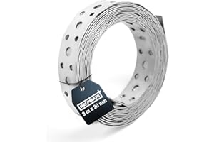 HELPMATE Bande perforée de 3,0 m de long - Acier galvanisé Sendzimir - Largeur 20 mm - Épaisseur du matériau 0,8 mm - Galvanisé de qualité supérieure - Robuste pour la construction, l'atelier, les