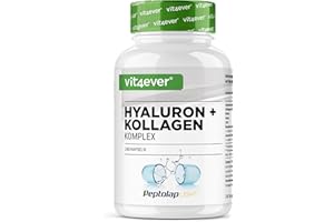 VIT4EVER Complejo de colágeno con ácido hialurónico - 240 cápsulas - Premium: Con biotina bioactiva, selenio, zinc, vitamina C natural de la acerola y silicio del bambú