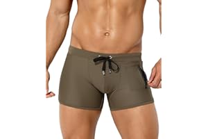 Casey Kevin Maillot de Bain Homme Boxer Short de Bain avec Cordon de Serrage Réglable et Poche Zippée, Pantalon Court Homme Piscine Séchage Rapide Caleçon de Bain Sports Plage Swimming