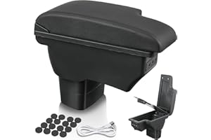 GEARCELL Car Armrest Storage Box Central Console Compatible With Nissan Juke/Infiniti ESQ 2011-2019 Double Layer Central Console Storage Box, PU Leather Storage Armrest Box with USB