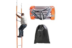 HEYOUTH Strickleiter,Fluchtleiter,Strickleiter Rettungsleiter, Feuerleiter Fluchtleiter,Universelles Befestigungssystem,Faltbar,für Balkon & Fenster,Gewicht von bis zu 450 kg (5m)
