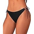 Coloquin Women's Bikini Bottoms Swim Briefs Side Tie Low Waist Swimsuit Swim Bottom