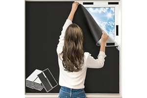 Wohohoho 100% Blackout Blinds Set for Bedroom, 59" x 63" Portable Black Out Curtains with 20 Velcros, Marker Pen 3M Measuring Tape for Blackout Window Film, Temporary Shades for Windows Coverings