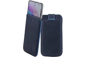 Suncase ECHT Ledertasche Leder Etui kompatibel mit iPhone 17 Pro Max, Innenmaße: ca. 170 x 82 x 15 mm (passend nur mit Silikon/Case/Bumper) in Pebble-Blue