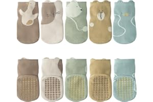 Decorie 5 Paia Calzini Antiscivolo Bambino Bambina in Cotone,Calze Unisex per Ragazzi e Ragazze