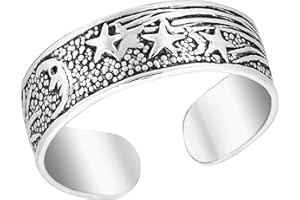 AERAVIDA Stellar Sky Sun Moon and Shooting Stars .925 Sterling Silver Toe Ring or Pinky Ring