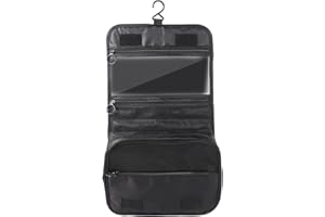 XREE Neceser Colgante, 24 x 18 x 9 cm Neceser Viaje con Gancho Neceser Maquillaje para Colgar Unisexo para Regalo de Cumpleaños (Negro)