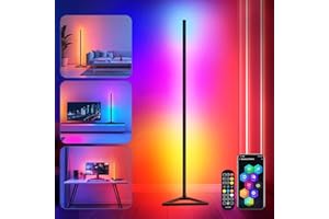 ‎HANDSONIC HANDSONIC LED Stehlampe,RGBIC Stehlampe Wohnzimmer Dimmbar,140cm Abnehmbar Schwarz,Standleuchte Led mit App,16 Millionen Farben Standleuchte,300 Szenenmodi,Musikmodus & Timing-Funktion Deko