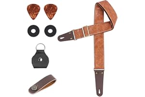 Czzmy Tracolla per chitarra, cinghie per chitarra con estremità in pelle,serrature della cinghia e plettri per chitarra