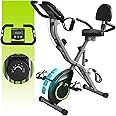 5 IN 1 20DB Near-Silent Foldable Exercise Bike for Seniors, 16-Level Magnetic Resistance Stationary Bike for Home, Indoor Cycling Bike with 5.5-Pound Flywheel, 300LBS Capacity, Tri-Position Ride