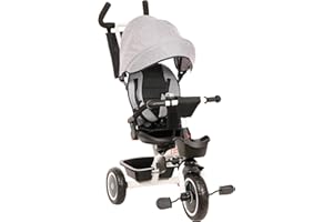 ZIZITO NOAM 3 in 1 Dreirad mit Schubstange, 360° Drehbar, ab 6 Monate bis 25kg, mit Korb und Tasche