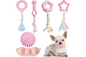 ABRRLO Lot de 6 jouets à mâcher pour petits chiens - Os en caoutchouc souple - Pour l'intérieur et l'extérieur - Soulage l'anxiété - Nettoyage des dents - Jouet interactif pour chien