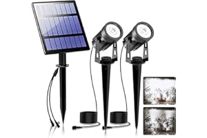T-SUNUS Lampe Solaire Extérieur, Spot Solaire Extérieur Jardin IP65 Etanche Auto On/Off Lumiere Solaire Exterieur Puissante pour Arbre Patio Cour Blanc Froid