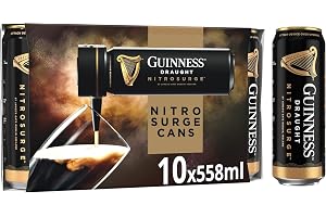 Guinness Draught Nitrosurge | 4.1% vol | 10x558ml Beer Cans | Perfect Pub Pour at Home | Match Day Beer | Celebrate the Footb