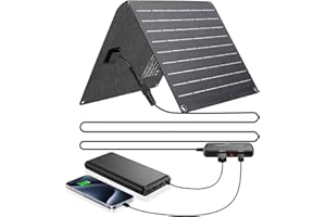 ECOSONIQUE TECHNOLOGY Ecosonique 10W/12W Solar Ladegerät für Handy mit USB-A/USB-C mit Abnehmbarem Power Hub, IP67 Wasserdicht Faltbar klein Solarpanel für Handy, Rucksack, Wandern Outdoor
