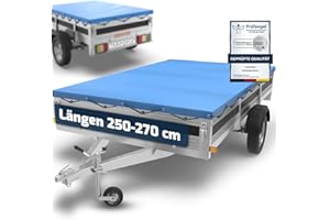 ‎TARPOFIX Tarpofix® Eduard 2615 Anhänger Flachplane 266 x 160 cm mit Planenseil | PVC Flachplane | verstärkte Plane für PKW Anhänger | Anhängerplane | Blau
