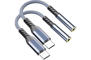 VONXITE Adapter USB C auf Klinke, 2 Pack USB C auf 3.5mm Kopfhörer Adapter, Audio Aux Adapter mit DAC Chip, Typ-C zu Klinke Kopfhörer Jack Audio Adapter für iPhone 15/16 Serie, iPad,Galaxy, Google Pixel