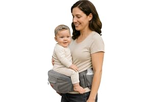 SUNVENO Baby Siège de Hanche Ergonomique, Porte-bébé Respirant avec Assise Physiologique, Porteur Souple en Tissus Certifiés Légers pour Nouveau-nés, Enfants, 6-38 lb, Gris