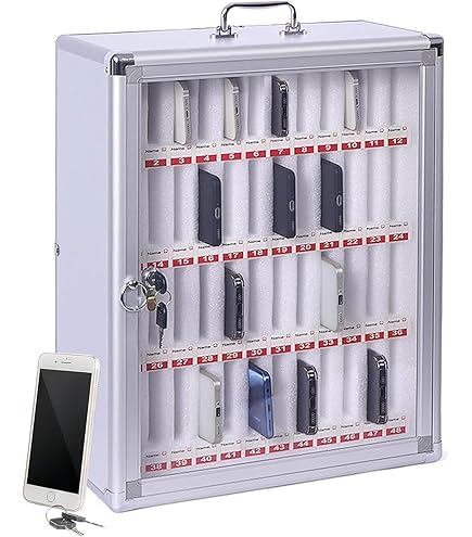 Cell Phone Storage Locker, 20 Slots Acrylic Material With Door Locks And Keys, Wall-Mounted - View #8