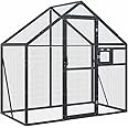 vidaXL Aluminium Bird Aviary with Ample Activity Room, Wire Mesh Grid, Lockable Door & Window, and Sturdy Frame - Anthracite