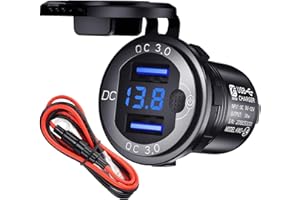 BCEY 12V USB Steckdose Auto Ladegerät mit Schalter,KFZ-Ladegerät Stecker 24V 12 Volt Quick Charge 3.0 Metall Wasserdicht Zigarettenanzünder Adapter USB Dose Einbaubuchse für Motorrad,Wohnwagen,Boot,LKW