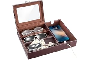 ProCase Svuotatasche Pelle per Uomo Organizer Comodino, Svuotatasche Design Moderno Ingresso -1 Strati, Espresso