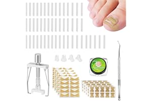 MADGININE 100pcs Ingrown Toenail Corrector,Toenail Brace,Ingrown Toenail Corrector Treatment Set,Ingrown Toenail Tool,Suitable for Foot Care,with 50 Card Slots,1 Nail Clipping Box and 1 Corrector