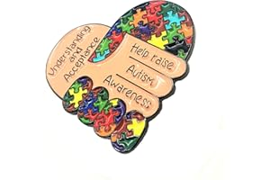 Badge à épingle en métal SNS Components Help Raise Awareness Understanding & Acceptance Hand Mind, Métal