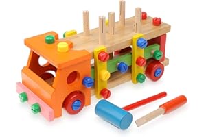 Boxiki kids Toddler Tool Set | Tools for Kids | Wooden Toys | Wooden Puzzle | Learning Activities for 4+ year olds (Orange)