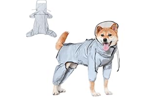 Avont Chubasquero para Perro, L Ropa Impermeable Protección de Lluvias para Perros Diseño Reflectante de Moda -Gris Plata