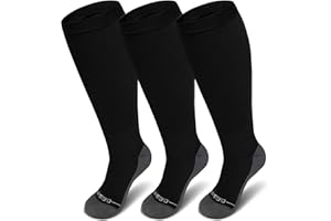 PUTUO Chaussettes de Contention Gros Mollet: Bas de Contention Grande Taille Femme Hommes Chaussettes de Compression Mollet Large pour Avion Voyage Grossesse 3 paires