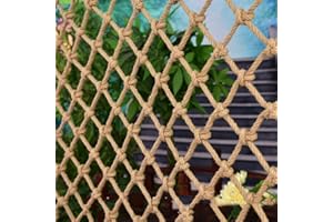 BZPOVB Jute Hemp Rope Nets for Safety and Decorative,Rope Ladder for Kids and Pet,Versatile Rope Net,Tree House Climbing Child Safety Stair Balcony Railing Prote(Size:0.5mx2m(1.6x6.5ft),Color:Diamond Mesh)
