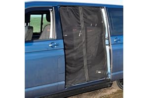 MLORDOARF Mosquitera magnética para furgoneta, 1,8 x 1,5 m, malla negra, protección solar para T5, T6, T4, caravana, caravana, caravana, puerta lateral