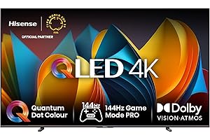 TV Hisense 100" QLED 4K 144Hz 100E7NQ, Smart TV VIDAA U8, Dolby Vision IQ, HDR 10+ Adaptive, 144hz Game Mode PRO, Dolby Atmos 2.1 con Subwoofer, Alexa Built-in, VIDAA Voice, Tuner DVB-T2/S2, lativù 4K