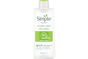Simple Kind to Skin Cleansing Water Micellar 90% hydration boost facial cleanser and makeup remover, 200ml