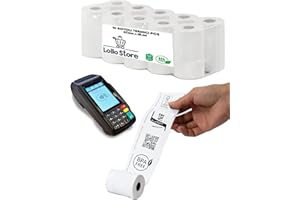 LOLLO STORE Rotoli Pos 57x20 mt Carta Termica – Confezione da 10 Rotoli – Senza BPA, Alta Sensibilità di Stampa – Omologato Valenza Fiscale Per Registratori di Cassa, Bar e Tabacchi - Anima 12mm - Made in Italy